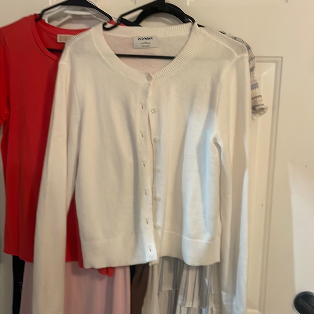 White  cardigan sweater